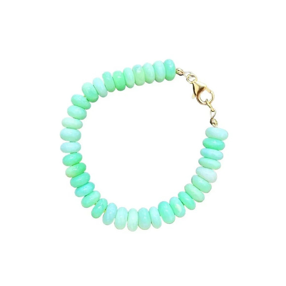 Genuine Parrot Opal Gemstone Beaded Bracelet Gold Filled Clasp - Picture 2 of 8